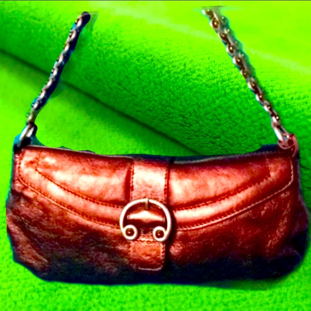 Authentic Elliot Lucca Metallic Chocolate Handbag /Clutch